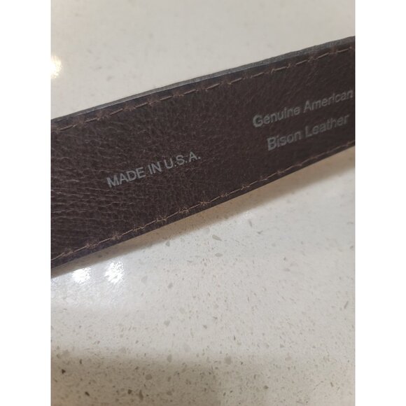 Bison Brand USA Men's Brown Genuine American Bison Leather Belt 42 Vintage - Picture 6 of 10